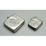 Two silver vesta cases, 56g