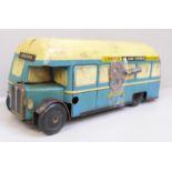 A Chad Valley tin plate clockwork toy bus, 15cm