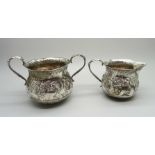 A Victorian silver cream and sugar, Charles Stuart Harris, London 1890 and 1892, 135g