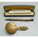 A silver Yard-O-Led pencil, boxed, and a Cutty Sark tea caddy spoon