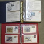 Stamps:- two albums of covers commemorating World War II 50th Anniversary, one being Benham silks