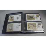 Stamps:- album of Benham single stamp silk GB first day covers, 76 covers in sets