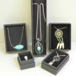 Five items of turquoise jewellery