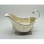 A silver sauce boat, worn Birmingham mark, 116g