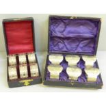 Two sets of six napkin rings, boxed