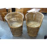 A pair of Italian wicker peacock chairs