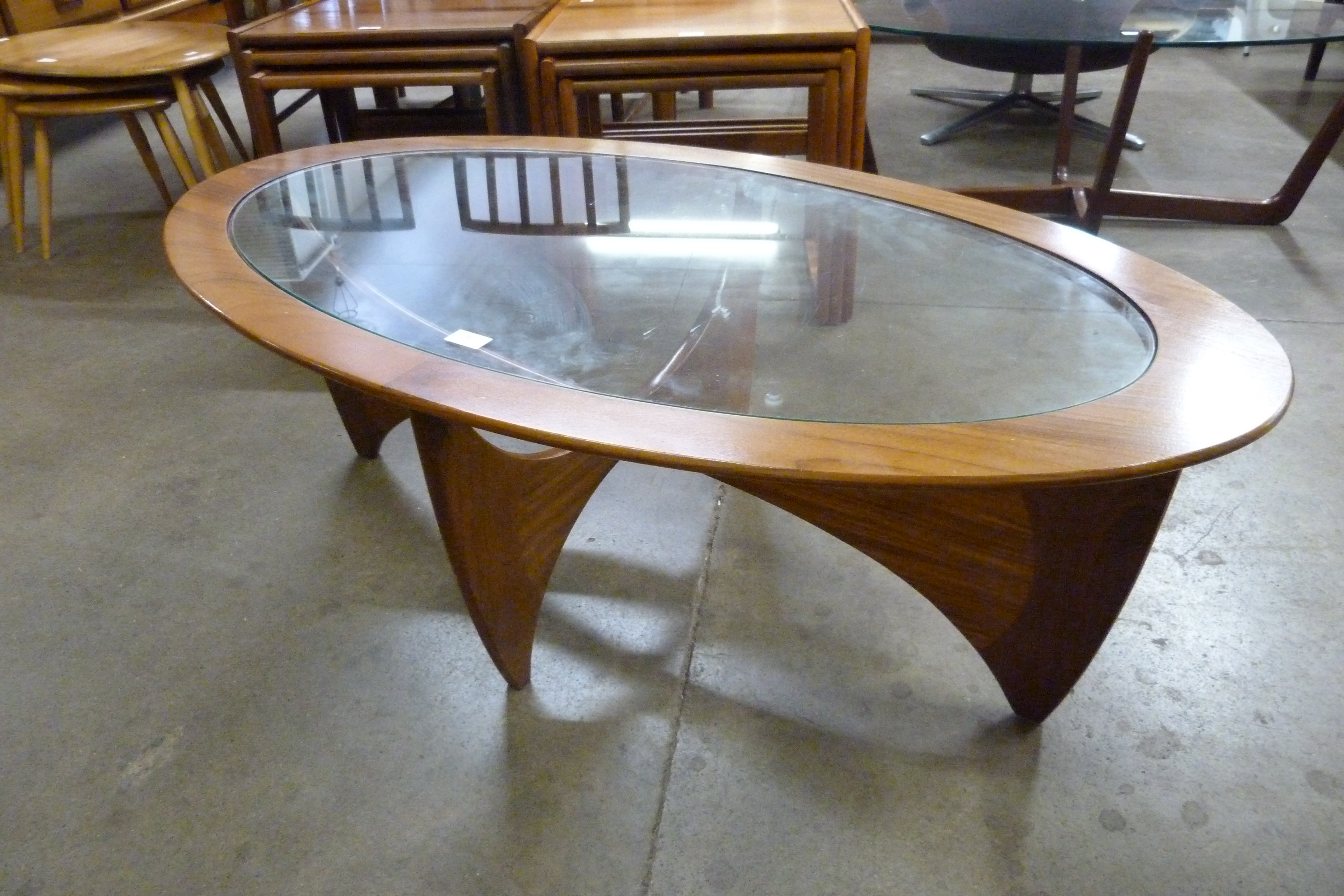 A G-Plan Astro teak and glass topped oval coffee table - Image 2 of 2