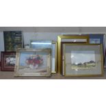 Assorted paintings, including a Eastern European School still life of flowers, oil on canvas and