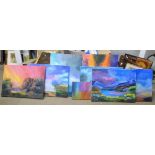 John Morgan, quantity of abstract landscapes, oils, unframed