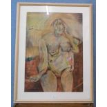 After G. Key, nude study of a lady, mixed media, framed