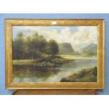 Francis E. Jamieson, river landscape, oil on canvas, framed