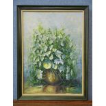 Bernard Moore, still life of flowers, oil on canvas, framed