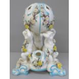 A Minton porcelain cherub centrepiece, a/f