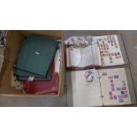 Stamps; a box of stamps, covers, etc., loose and in albums