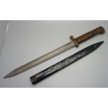 A WWI bayonet and scabbard