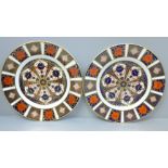 Two Royal Crown Derby 1128 pattern plates, 21.5cm