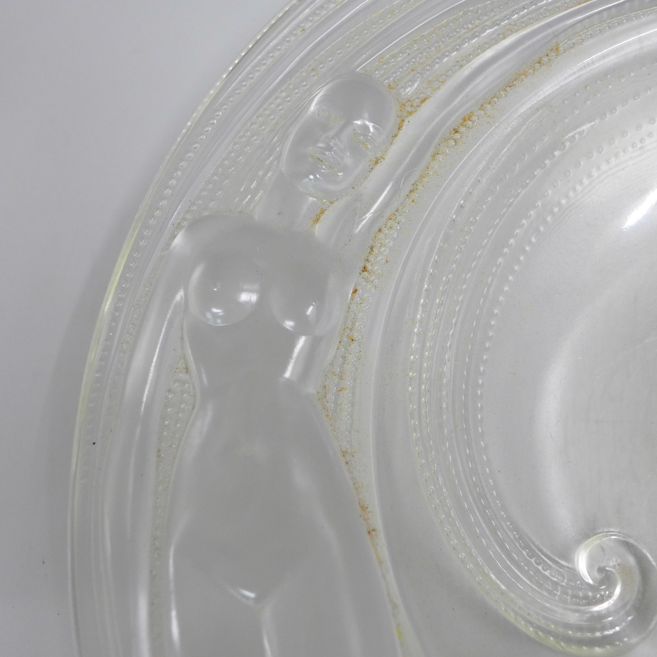 A French Verlys Naiades opalescent glass centrepiece bowl decorated with three nude females, 37.5cm - Image 2 of 4