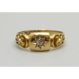 An antique 18ct gold and diamond ring, Birmingham 1902, 2.6g, L