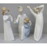 Three Lladro figures of children