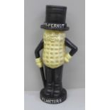 A cast iron Mr Peanut money bank