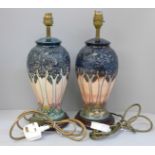 A pair of Moorcroft Cloony table lamps, 30cm