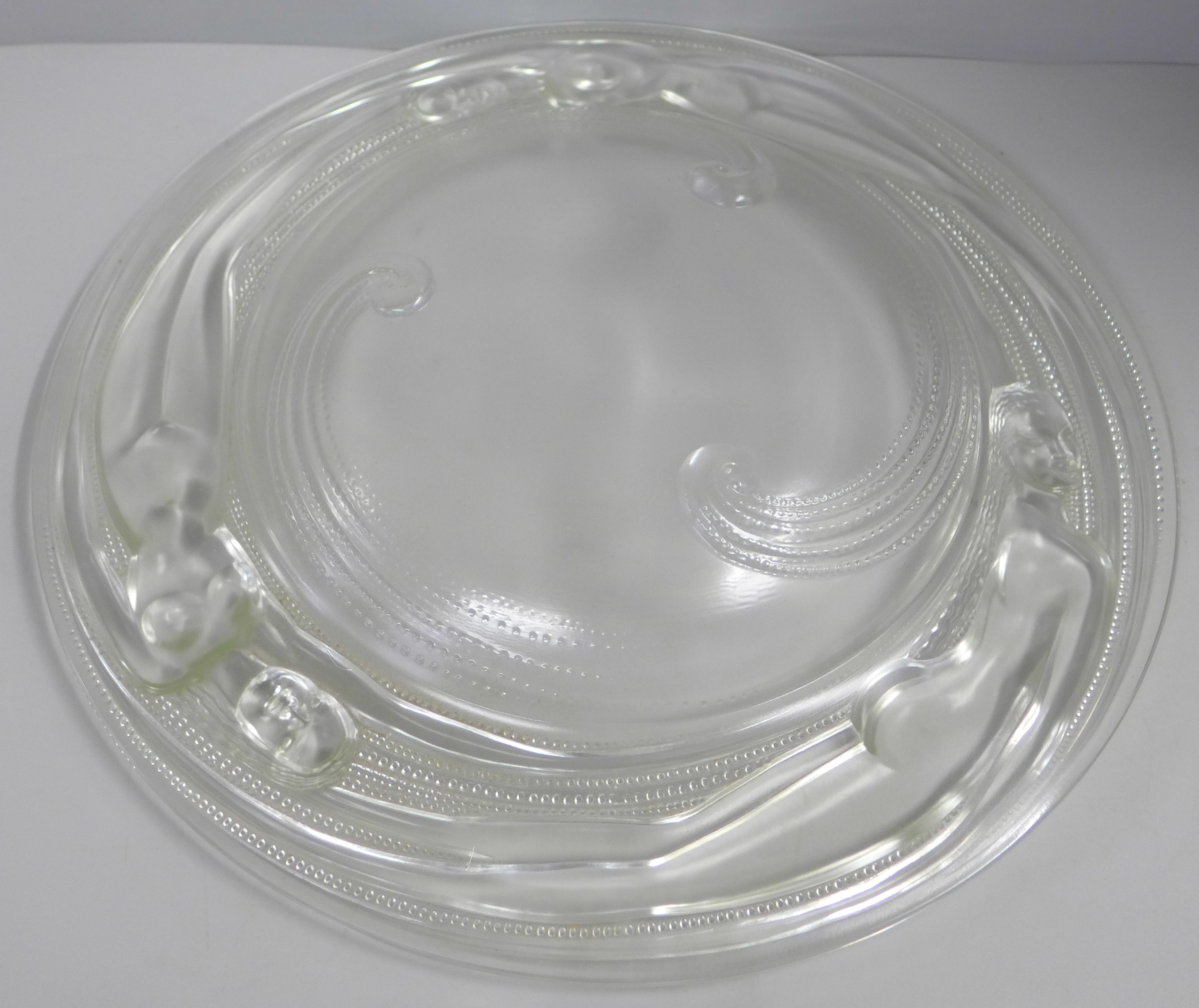 A French Verlys Naiades opalescent glass centrepiece bowl decorated with three nude females, 37.5cm - Image 4 of 4