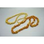 An amber necklace and one other