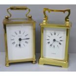 Two brass and four-glass sided carriage clocks