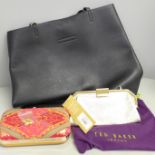 Three handbags including a Ted Baker evening bag