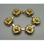 A silver gilt statement bracelet, 48g, marked 'made Mexico Sterling'