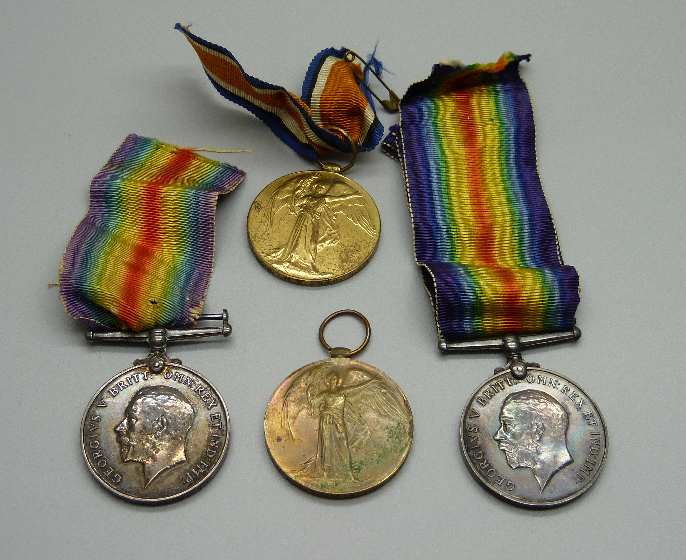 Two pairs of WWI medals; to G-12845 Pte. P.O. Andrews, The Queen's Regiment and to SS-12106 A. Sjt