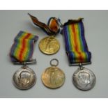 Two pairs of WWI medals; to G-12845 Pte. P.O. Andrews, The Queen's Regiment and to SS-12106 A. Sjt