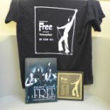 A Free 1971 UK Tour T-shirt with book and original framed flyer of venues, T-shirt size large