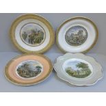 Four Victorian Pratt ware plates