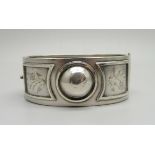 A Victorian white metal bangle, with inscription dated 'Dec. 1881'