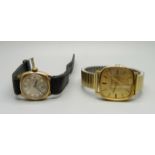 A 9ct gold cased Everite wristwatch and a Thomas Russell wristwatch lacking glass