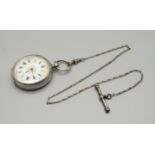 An 800 silver fob watch with chain