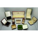 Ten antique and vintage jewellery presentation boxes including Fortnum & Mason and Mappin & Webb,