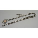 A silver Albert chain and fob, each graduated link marked, 84.6g