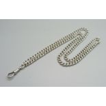 A silver chain with Albert clip, each link marked, 41g, 56cm