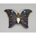 A silver gilt and stone set butterfly brooch, marked '1992, MMA, Cleo, S925', Metropolitan Museum of