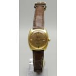 A lady's 18ct gold Omega Seamaster Cosmic date wristwatch with second sweep hand, gross weight 27.