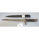 An Austrian 1895 pattern Manonlicher bayonet with marks CE over WG, with scabbard