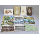 Approximately 80 Edwardian and later postcards, British and European