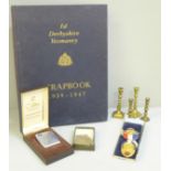 A RAOB 1937 Coronation medal, one other medallion, a Colibri lighter, four small brass