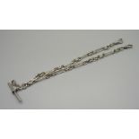 A fancy link silver Albert chain, 35g, 36cm
