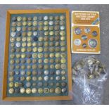 140 Mounted vintage military buttons and loose military buttons plus a book, Buttons of The