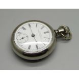 A Waltham pocket watch with screw back