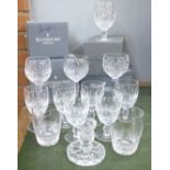 Waterford Lismore crystal; four port glasses, Waterford Colleen crystal, six claret, five large