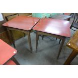 A pair of vintage oak and Formica topped kitchen tables